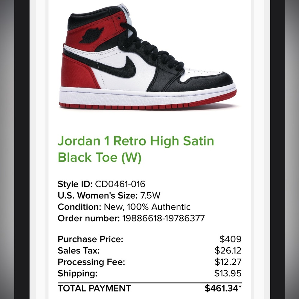 Jordan 1- Retro High Satin Black Toe
